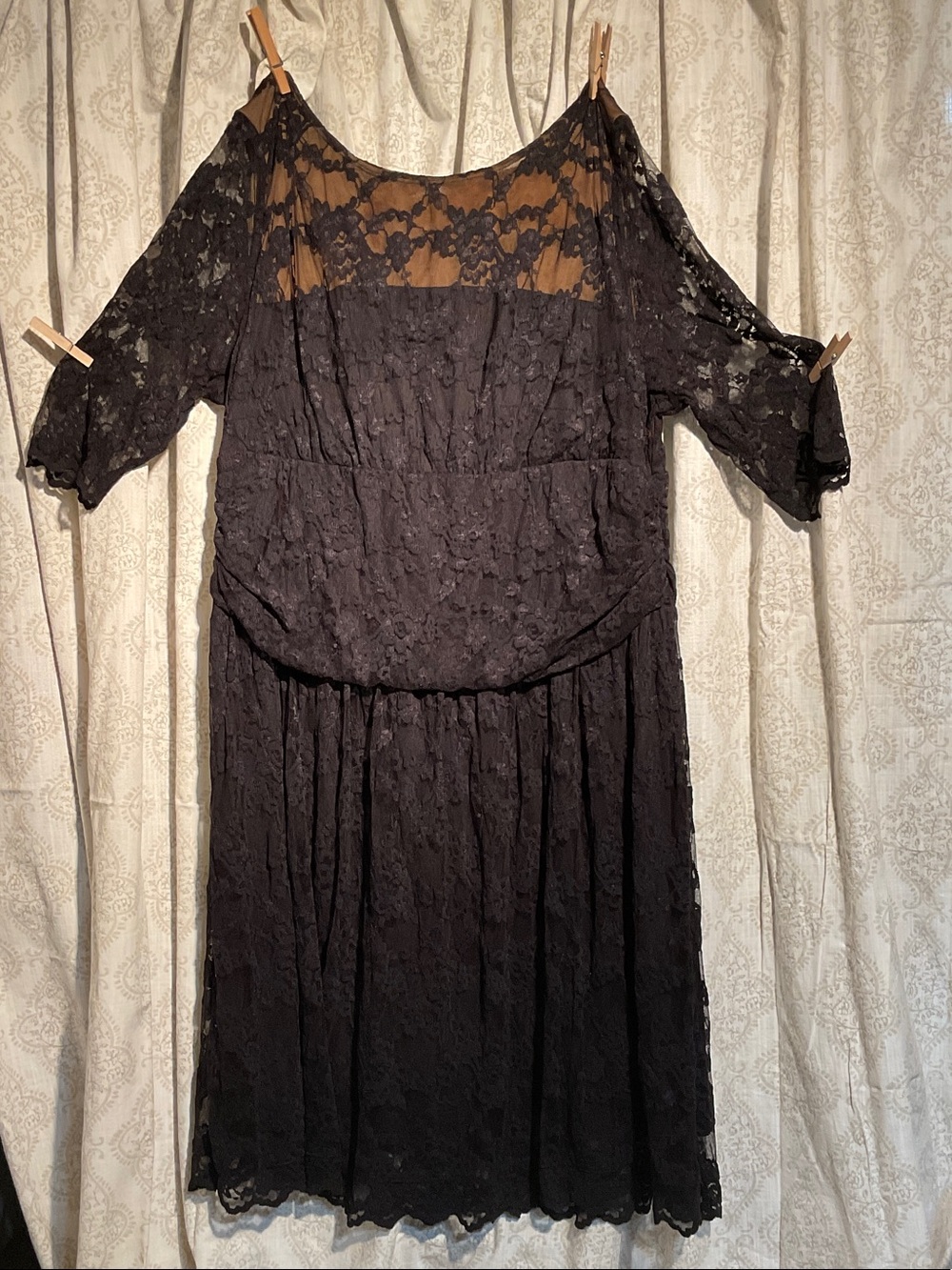 Kiyonna Black Lace Long Sleeve Cocktail Dress
